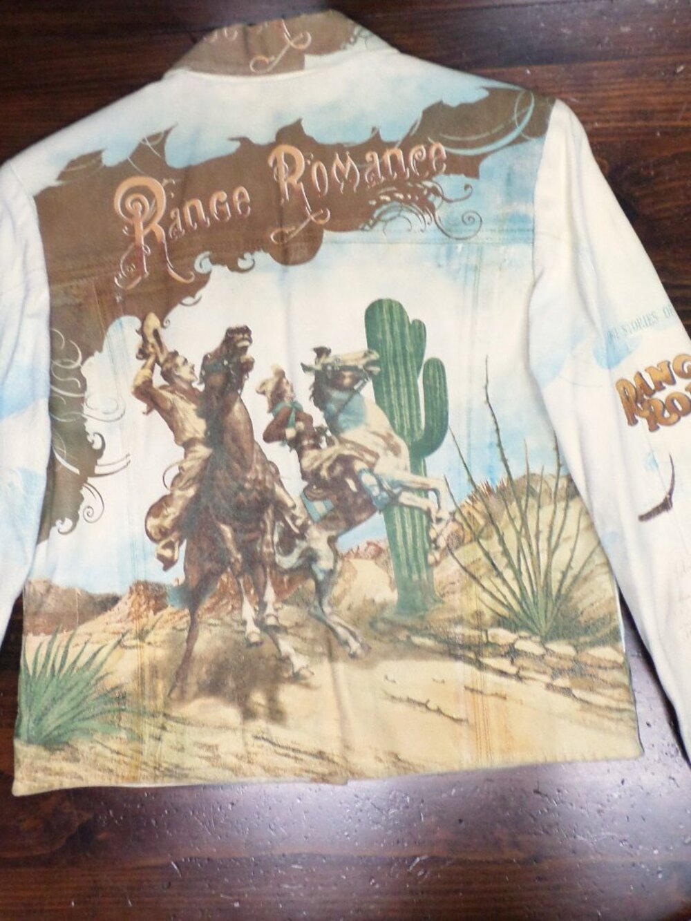 DOUBLE D RANCH Suede Leather Jacket--Range Romance - Vintage Western Print - Picture 3 of 8